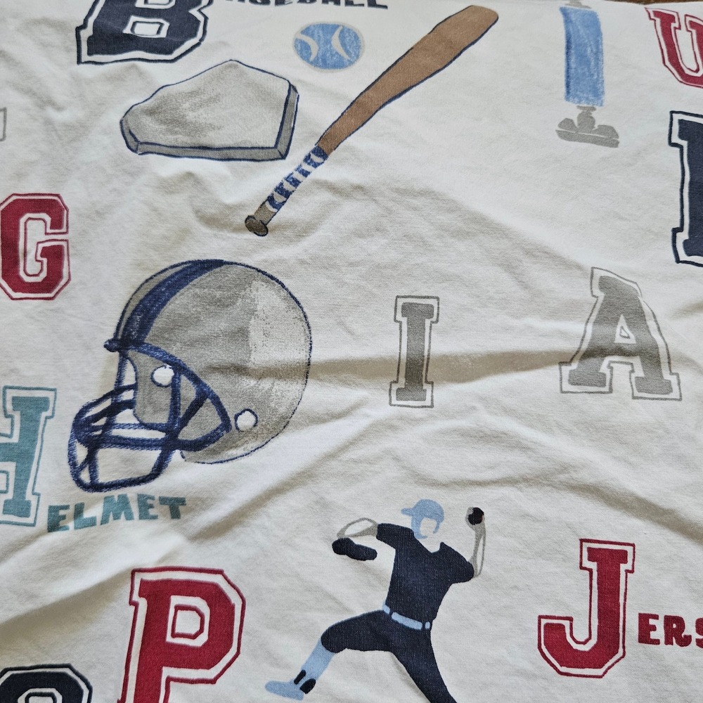 Pottery Barn Kids‎ Organic Cotton Crib Sheet Sports Alphabet Baseball Football